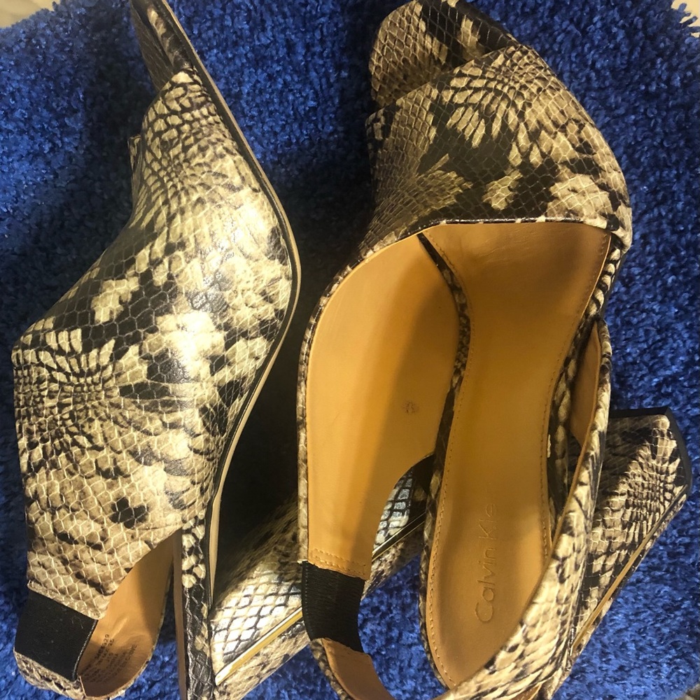 Calvin Klein animal print block heel sandals